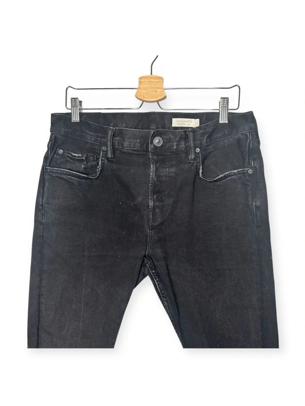 AllSaints Cigarette Fit Jeans Black Wash Size 33